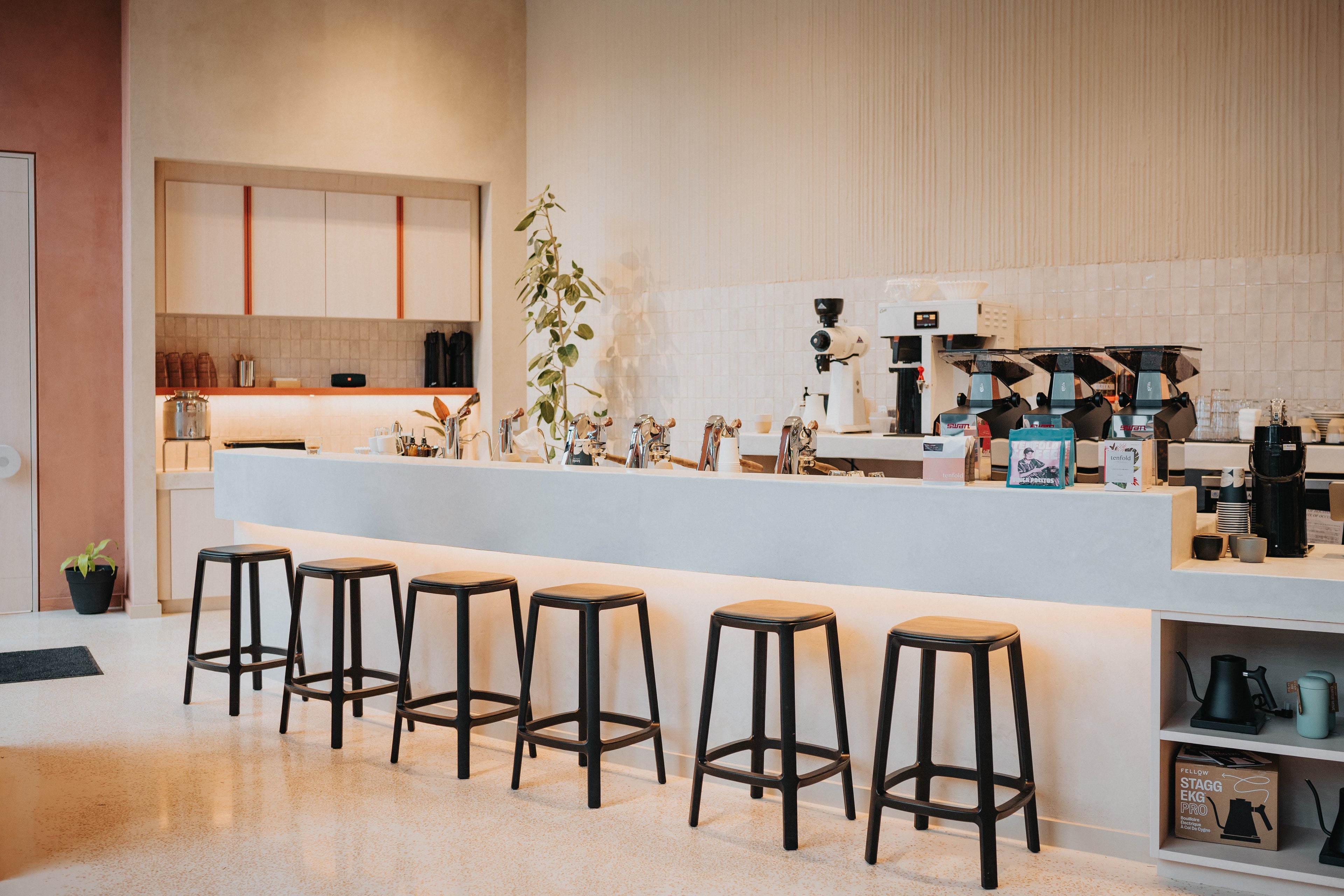 Commercial coffee equipment setup and café workflow in Houston